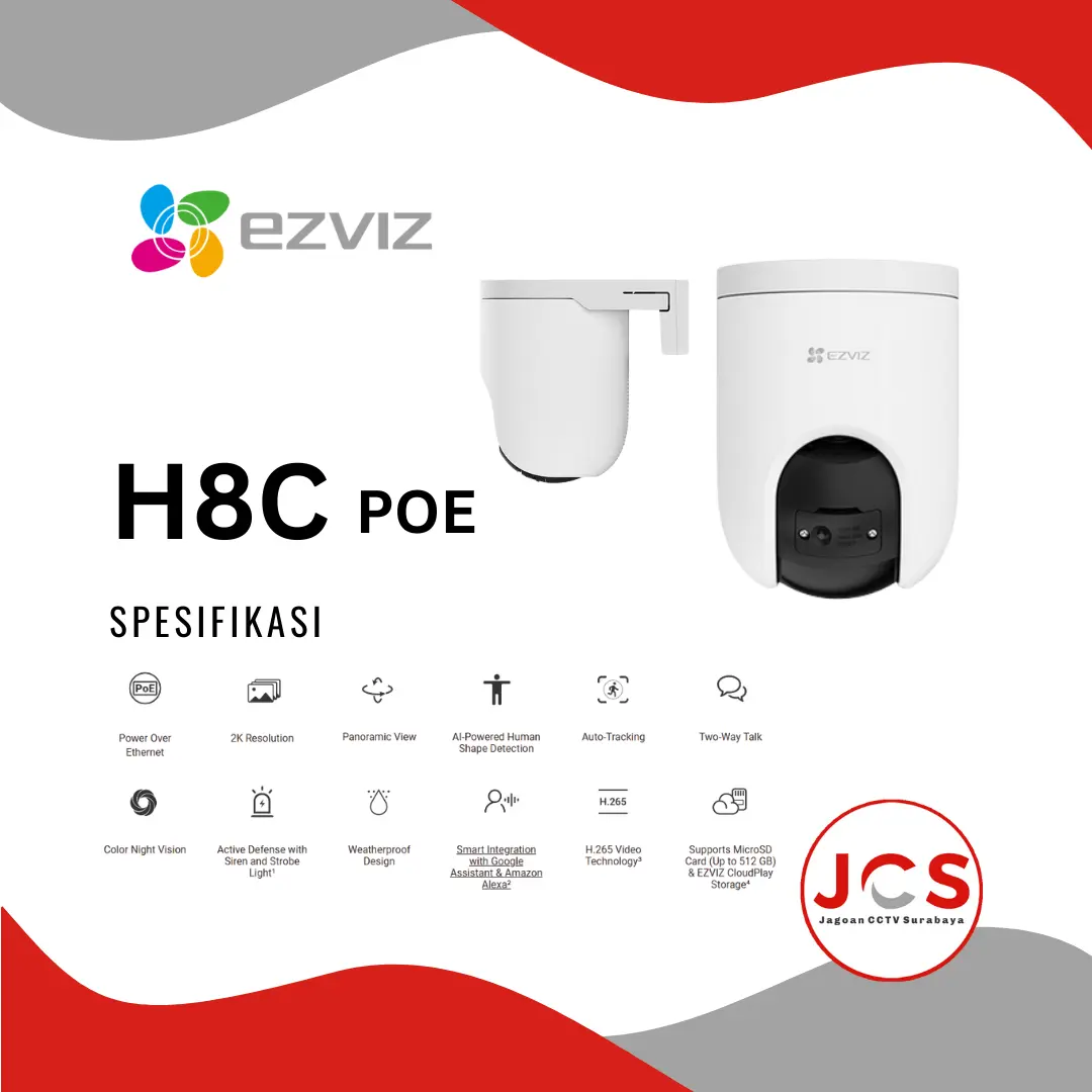 CCTV OUTDOOR EZVIZ PTZ H8C POE NON WIFI- 3MP H265+