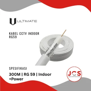 KABEL CCTV INDOOR COAXIAL PUTIH WITH POWER 300 Meter - RG59