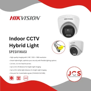 CCTV ANALOG HIKVISION INDOOR SMART HYBRID LIGHT COLORVU TURRET - 2MP FULL HD