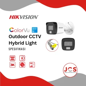 CCTV ANALOG HIKVISION OUTDOOR SMART HYBRID LIGHT BULLET - 5MP