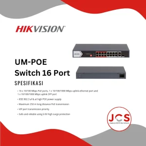 UNMANAGED POE SWITCH CCTV HIKVISION 24 PORT + 2 UPLINK 10/100Mbps