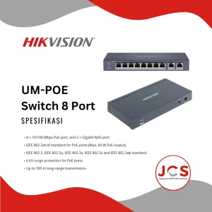UNMANAGED POE SWITCH CCTV HIKVISION 8 PORT + 2 UPLINK 10/100Mbps